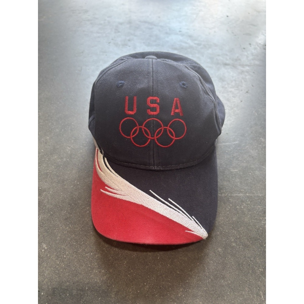 USA Olympics Hat Cap Red White Blue Embroidered One Size Adjustable